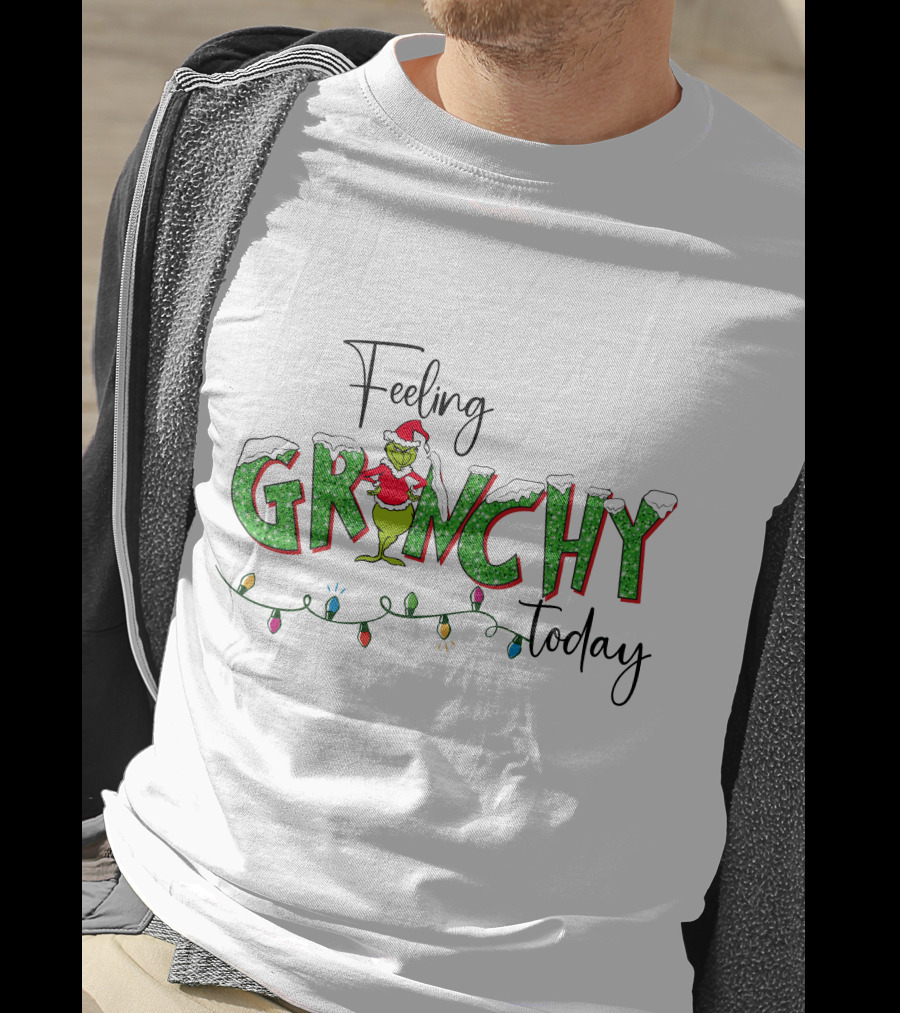 Feeling Grinchy Today Christmas Lights Holiday Festive T-Shirt