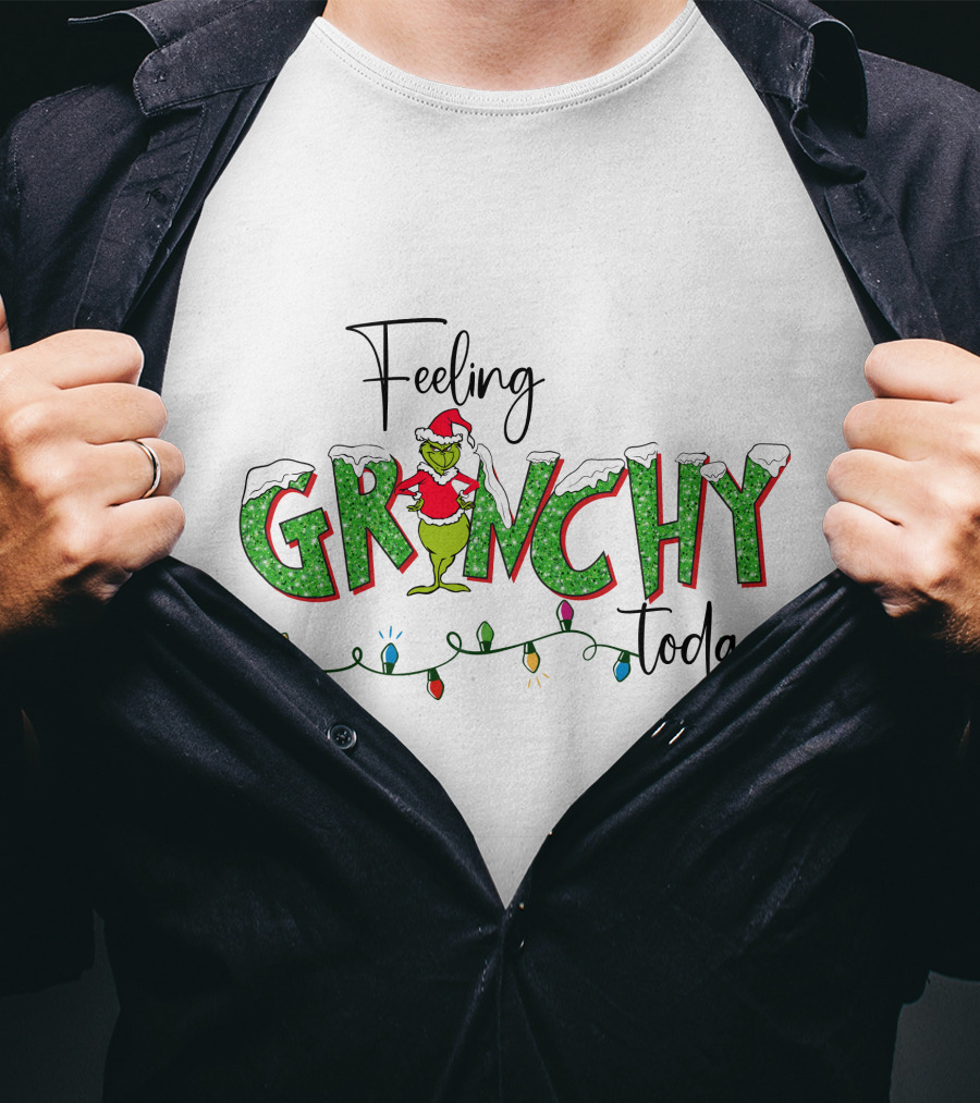 Feeling Grinchy Today Christmas Lights Holiday Festive T-Shirt