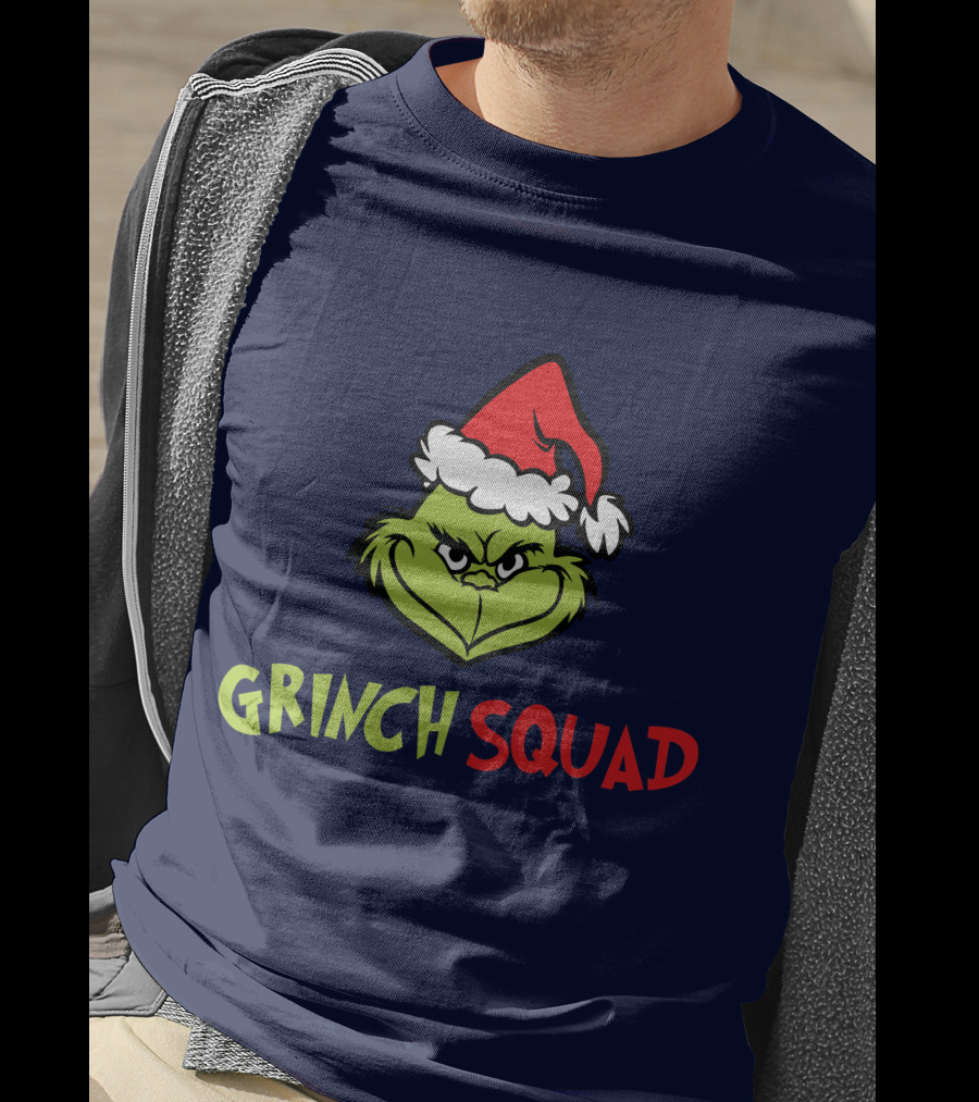 Grinch Squad Merry Christmas Santa Hat T-Shirt