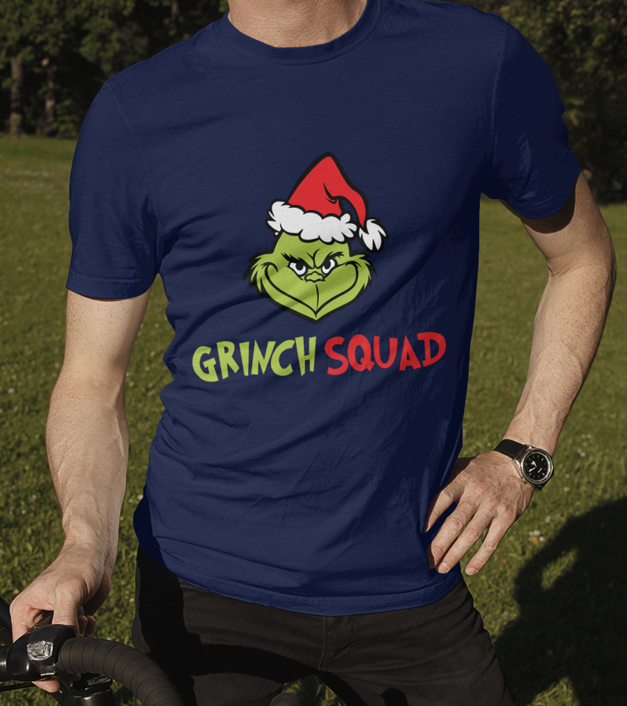 Grinch Squad Merry Christmas Santa Hat T-Shirt