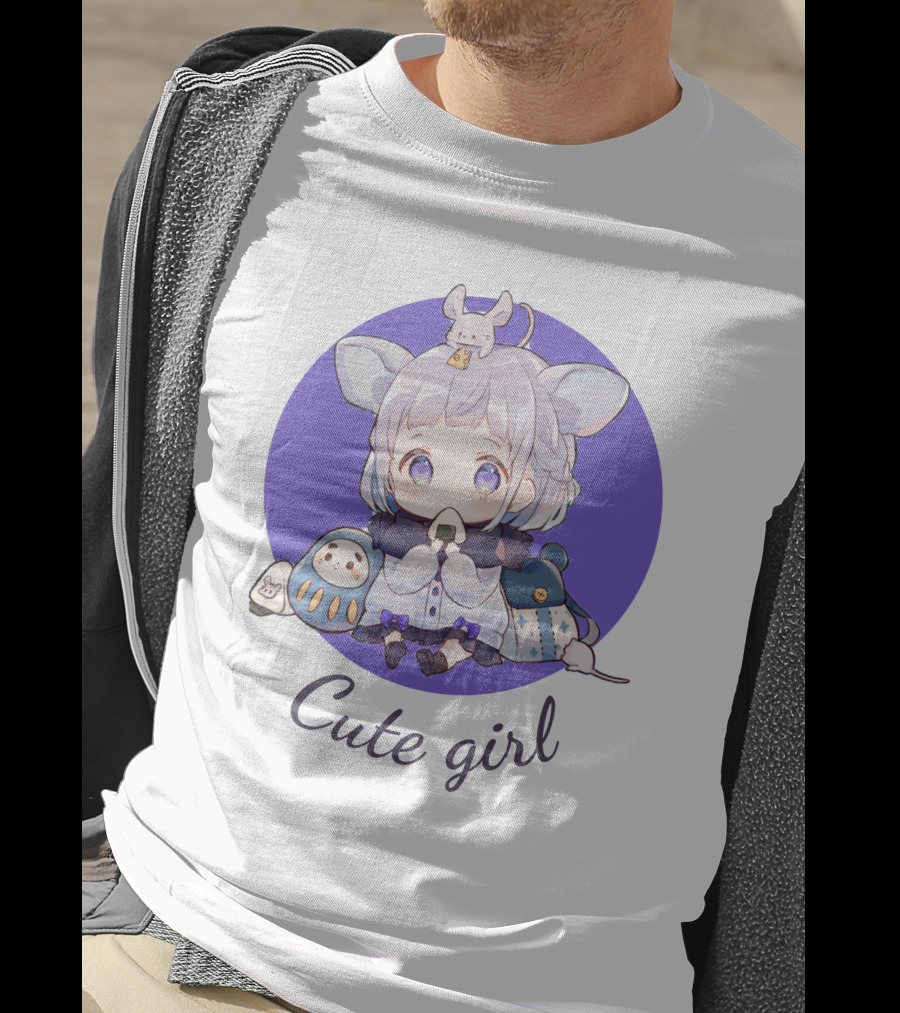 Cute Girl Adorable Anime Mouse Ears With Animal Companions T-Shirt