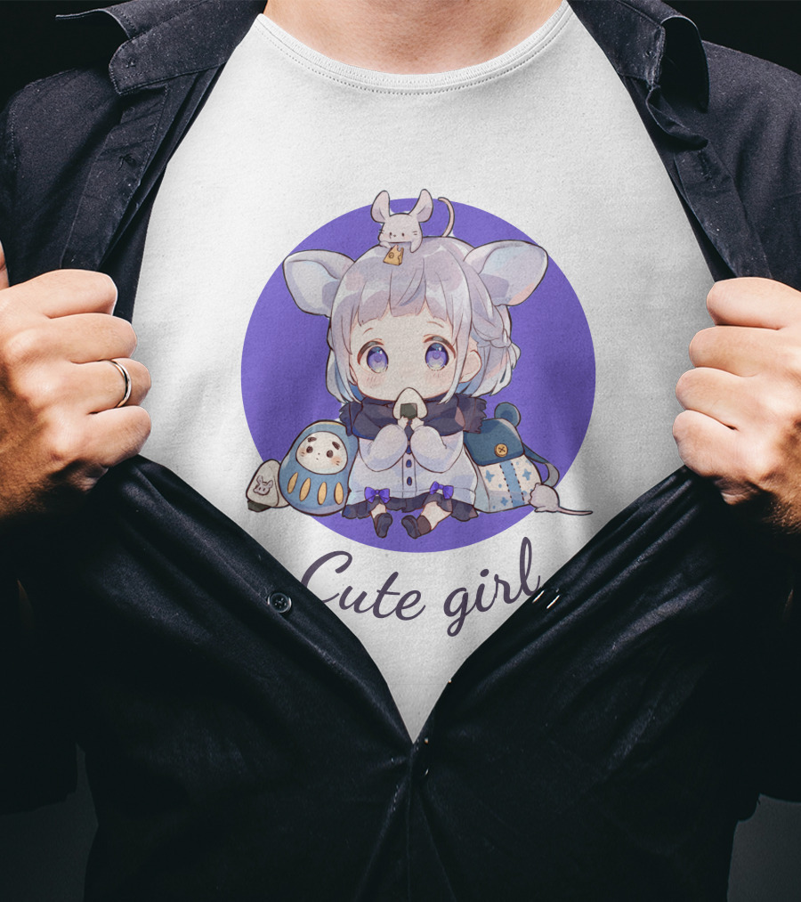 Cute Girl Adorable Anime Mouse Ears With Animal Companions T-Shirt