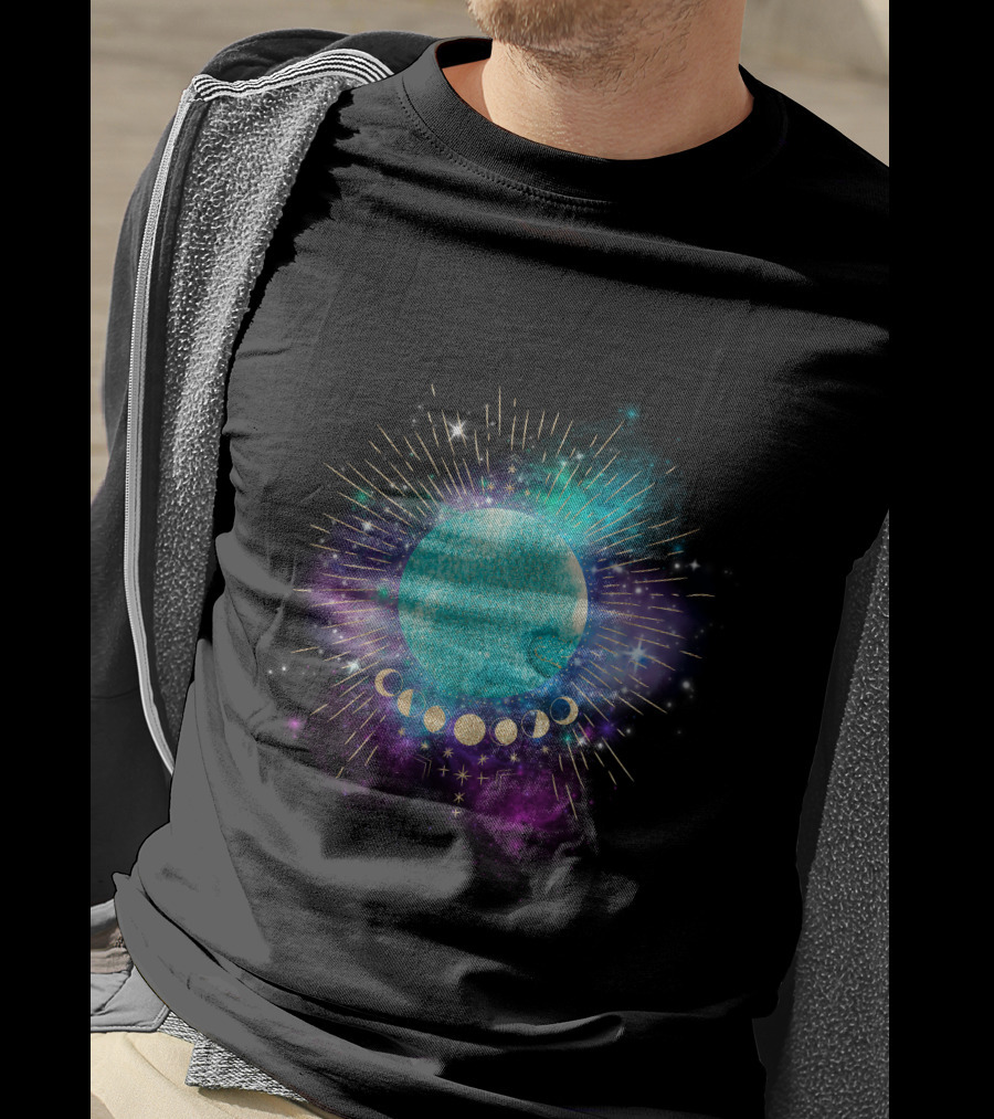 Miracle Planet Celestial Cosmic Phases With Stars And Galaxy Elements T-Shirt