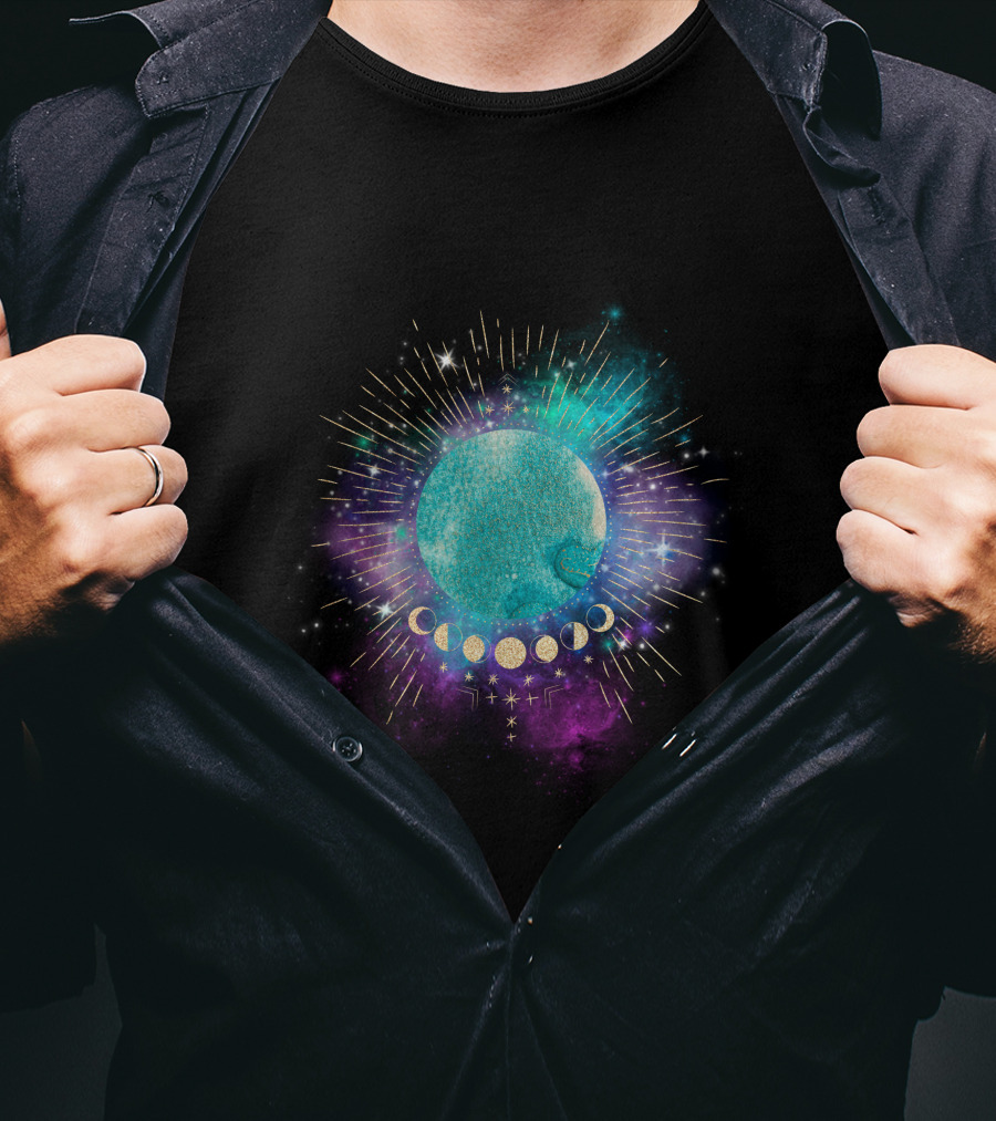 Miracle Planet Celestial Cosmic Phases With Stars And Galaxy Elements T-Shirt