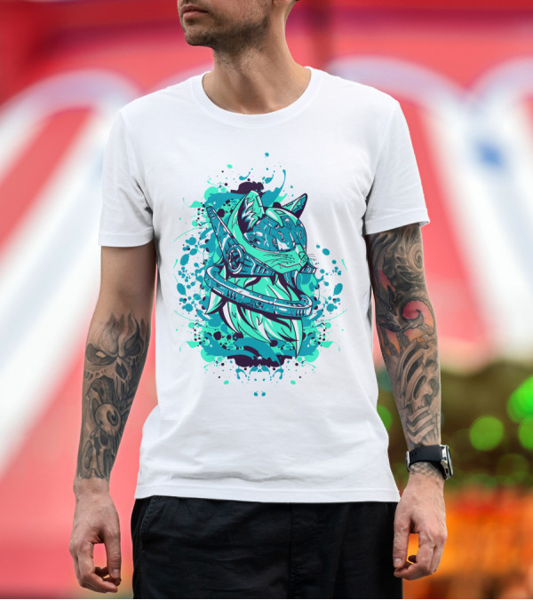 Premium T-Shirt: Future Cat Cybernetic Space Explorer T-Shirt Future Cat Cybernetic Space Explorer T-Shirt