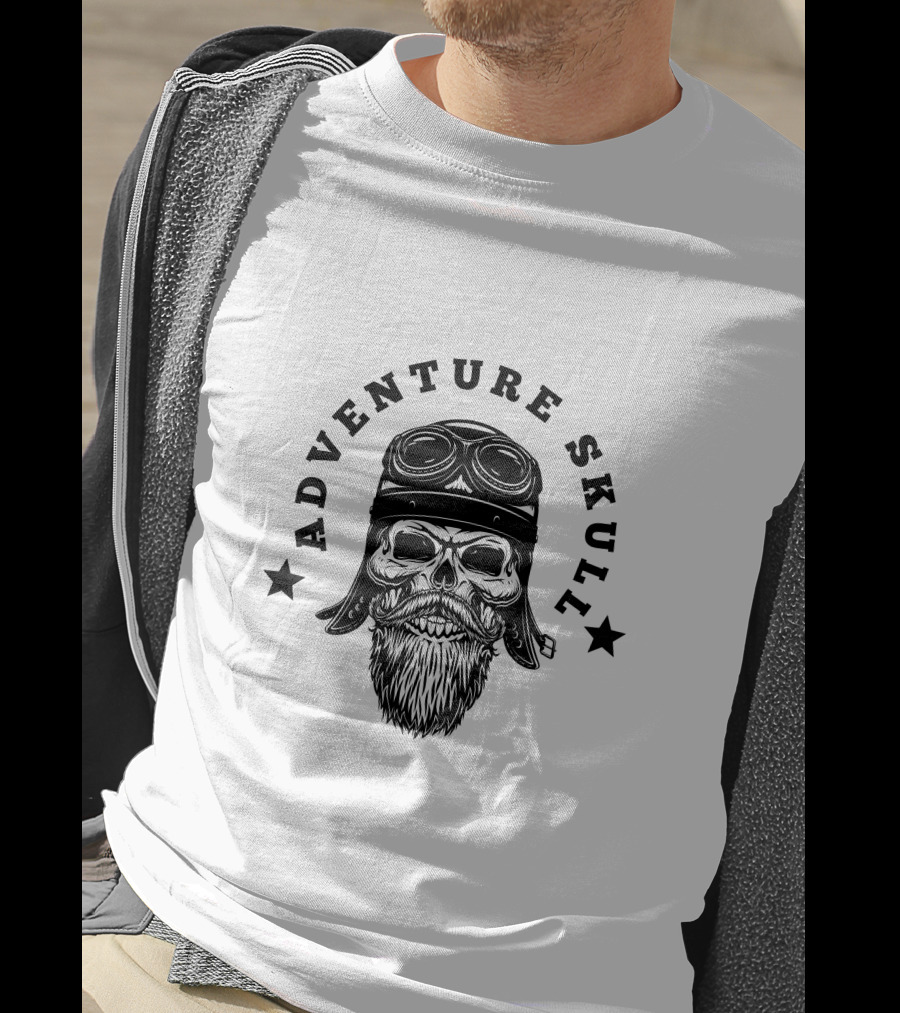 Adventure Skull Black Pilot T-Shirt