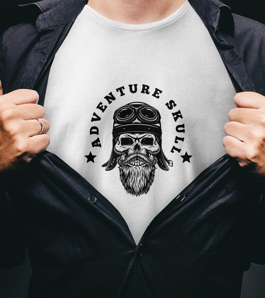 Adventure Skull Black Pilot T-Shirt