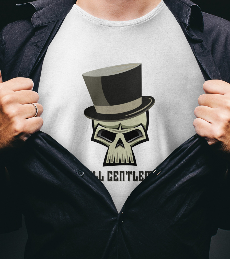 Skull Gentleman Noble Top Hat T-Shirt