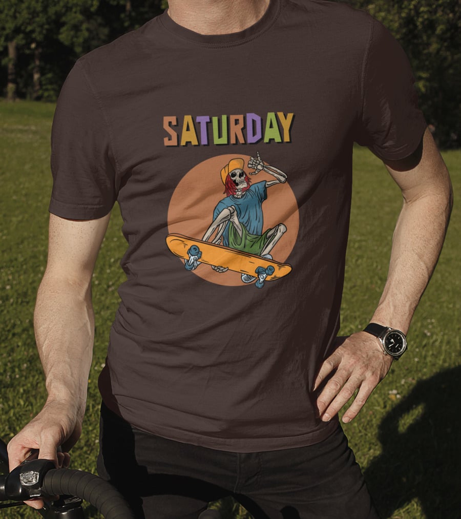 SATURDAY Skeleton Skateboarder Vibe T-Shirt