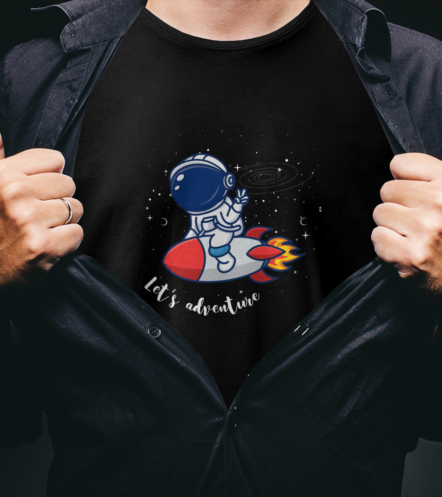 Cute Astronaut Let's Adventure Rocket Galaxy T-Shirt