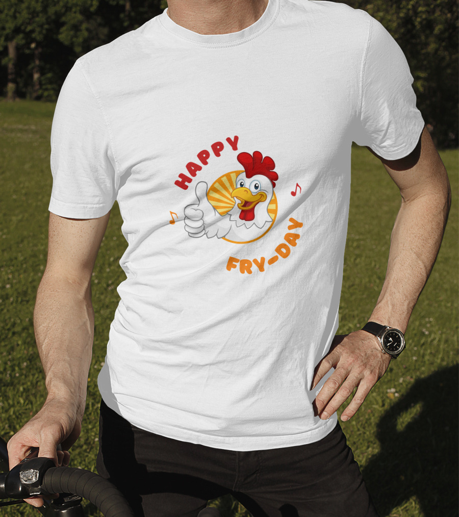HAPPY FRY-DAY Chicken Thumbs Up With Musical Notes T-Shirt