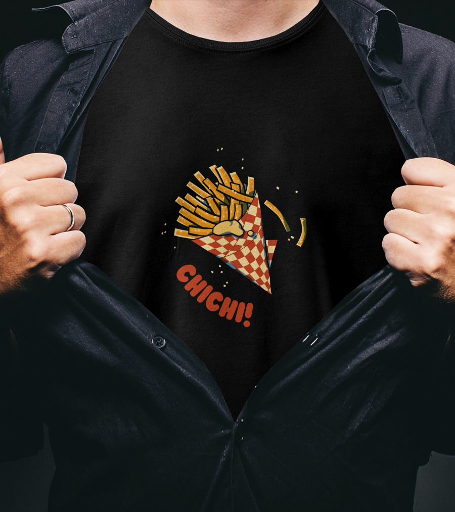 CHI CHI French Fries Cone Explosion Checkered Wrapper T-Shirt