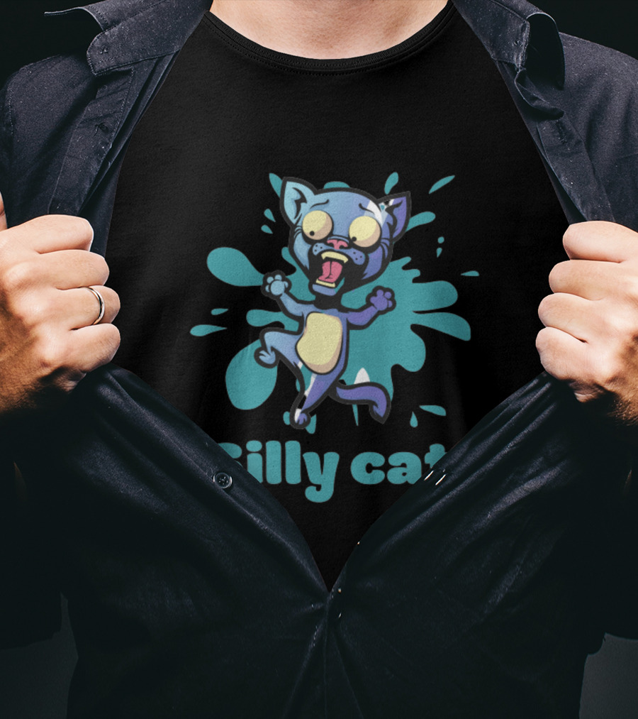 Playful Silly Cat With Cartoon Splash Effect T-Shirt