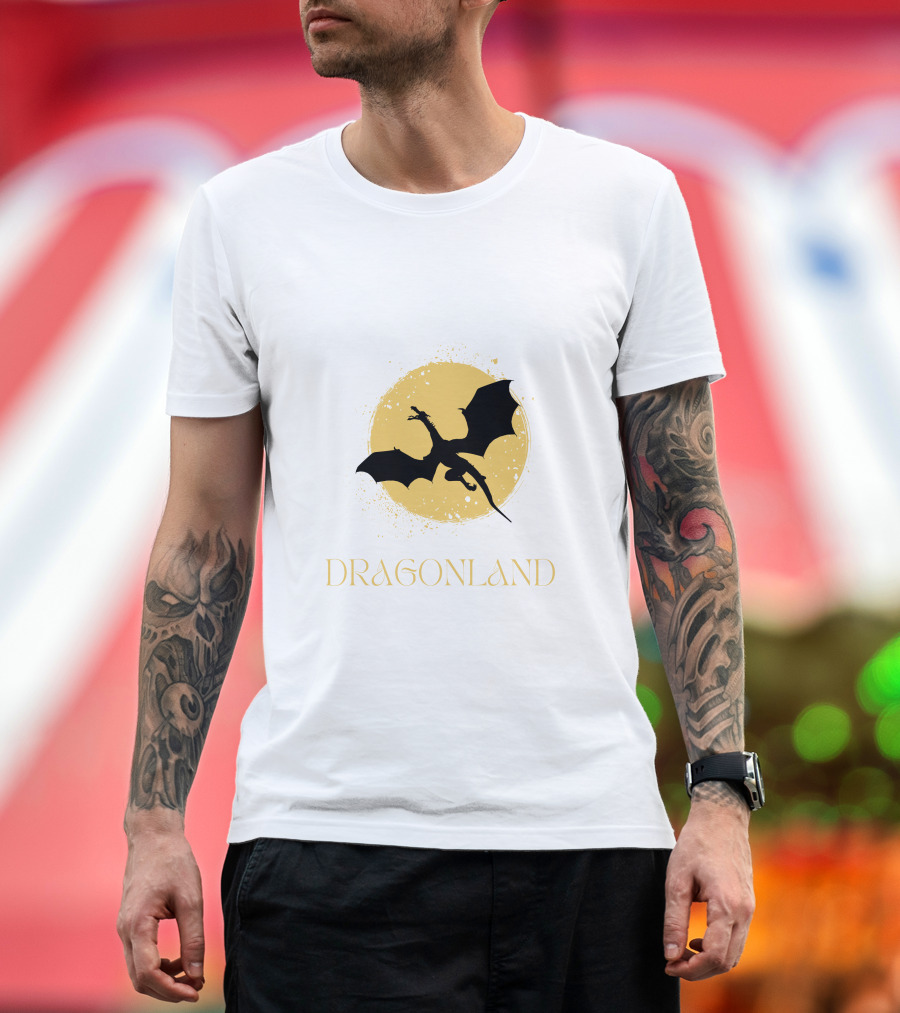 Dragonland Silhouette Against Moon T-Shirt