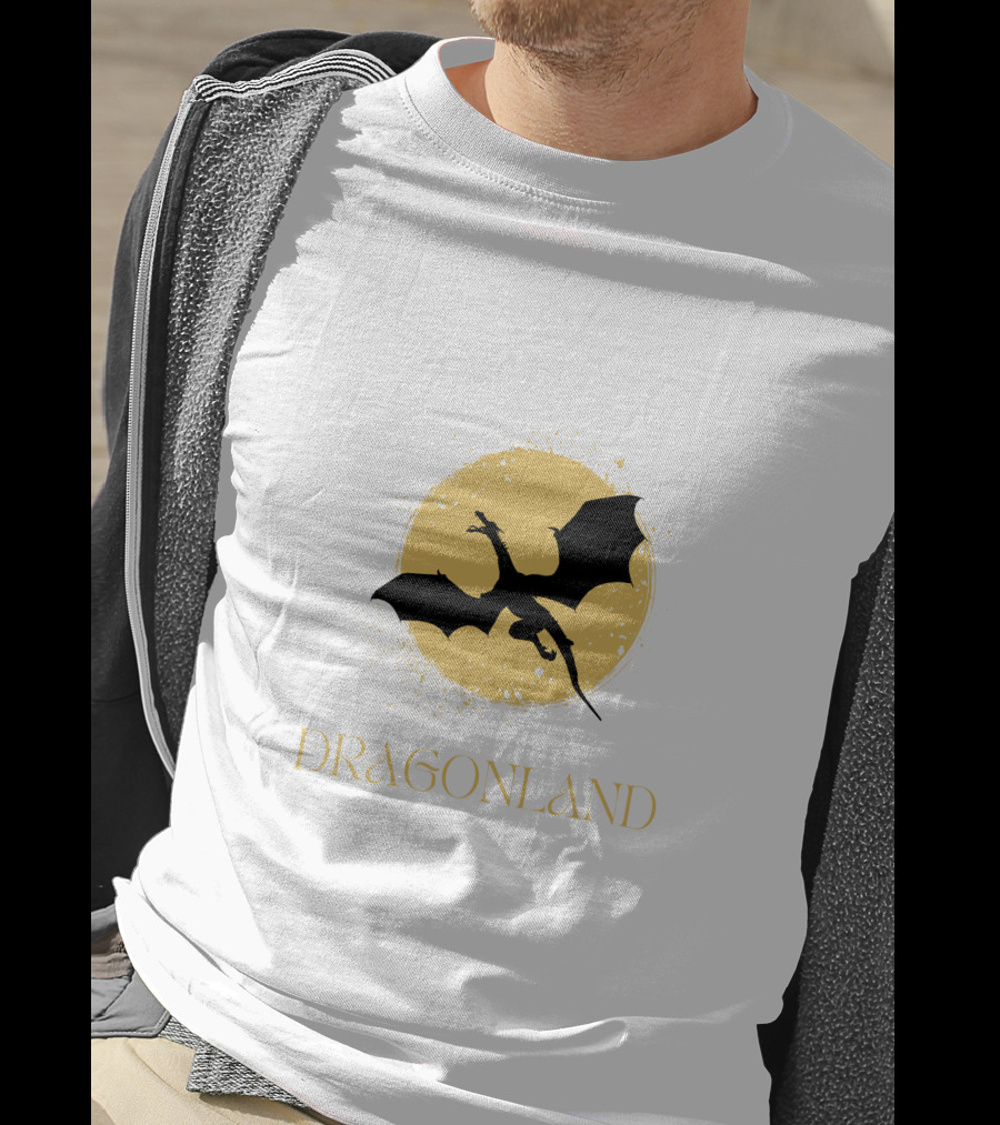Dragonland Silhouette Against Moon T-Shirt