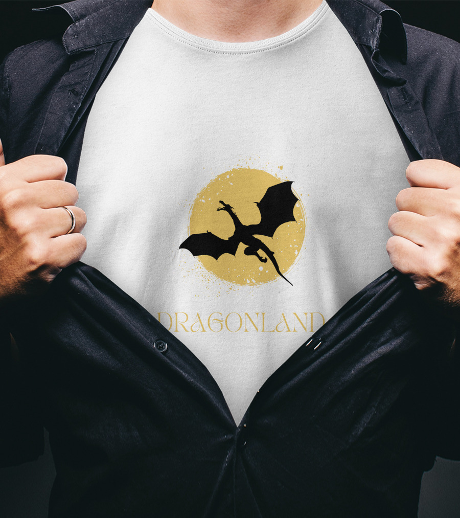 Dragonland Silhouette Against Moon T-Shirt
