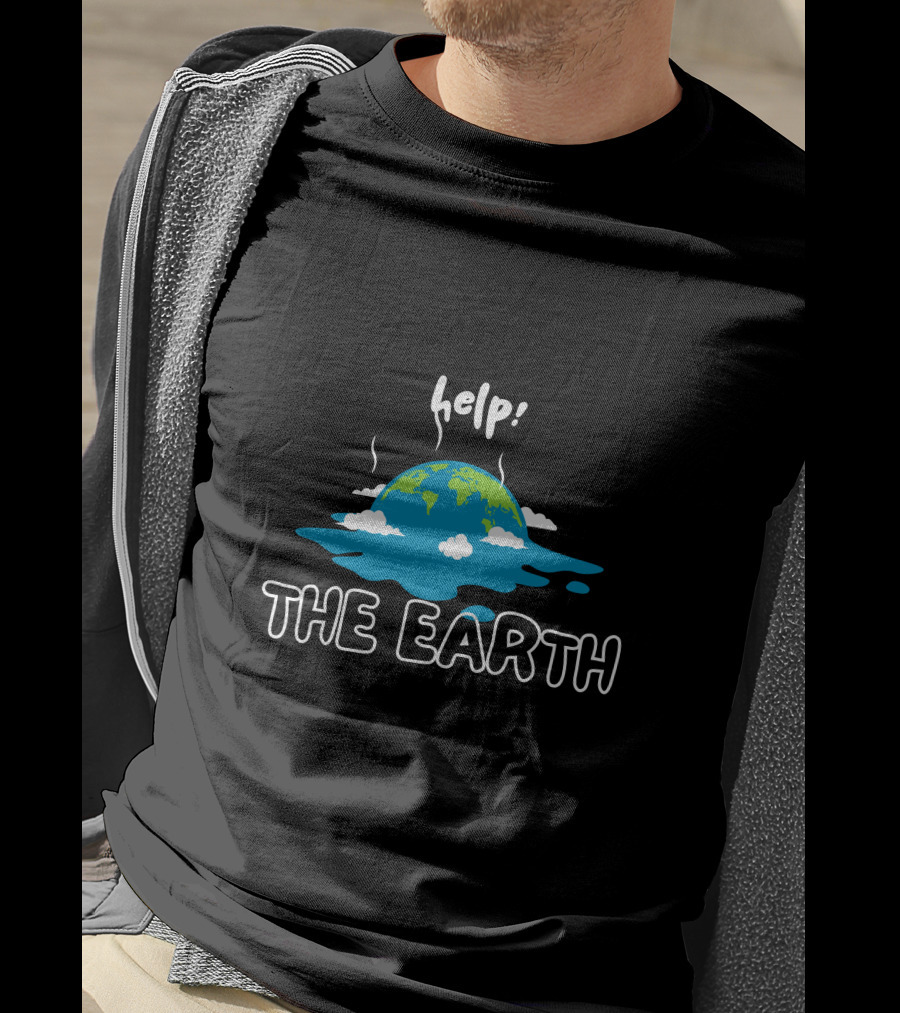 Help The Earth Melting Globe Clouds T-Shirt