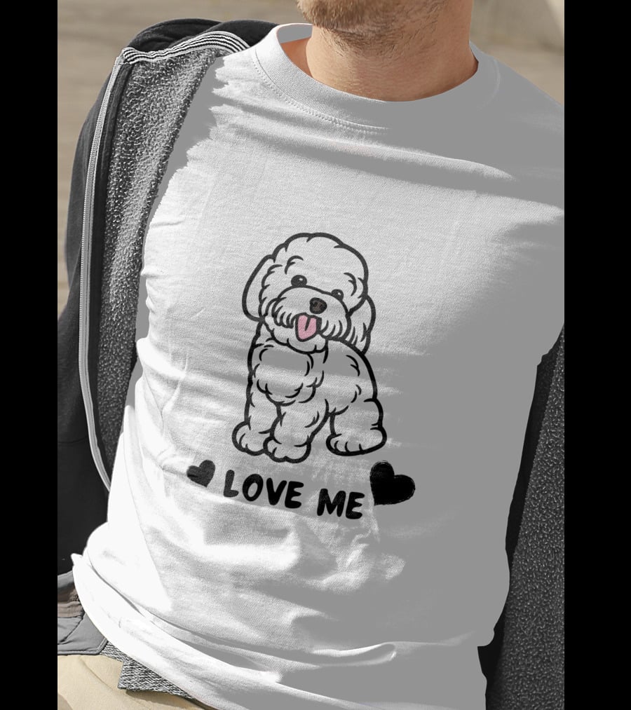 LOVE ME Cute Fluffy Dog With Hearts T-Shirt