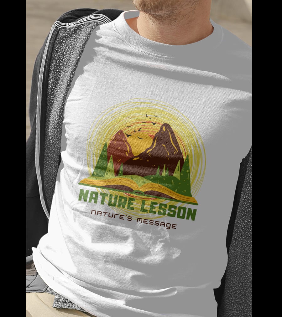 Nature Lesson Nature's Message Open Book With Mountains And Trees T-Shirt