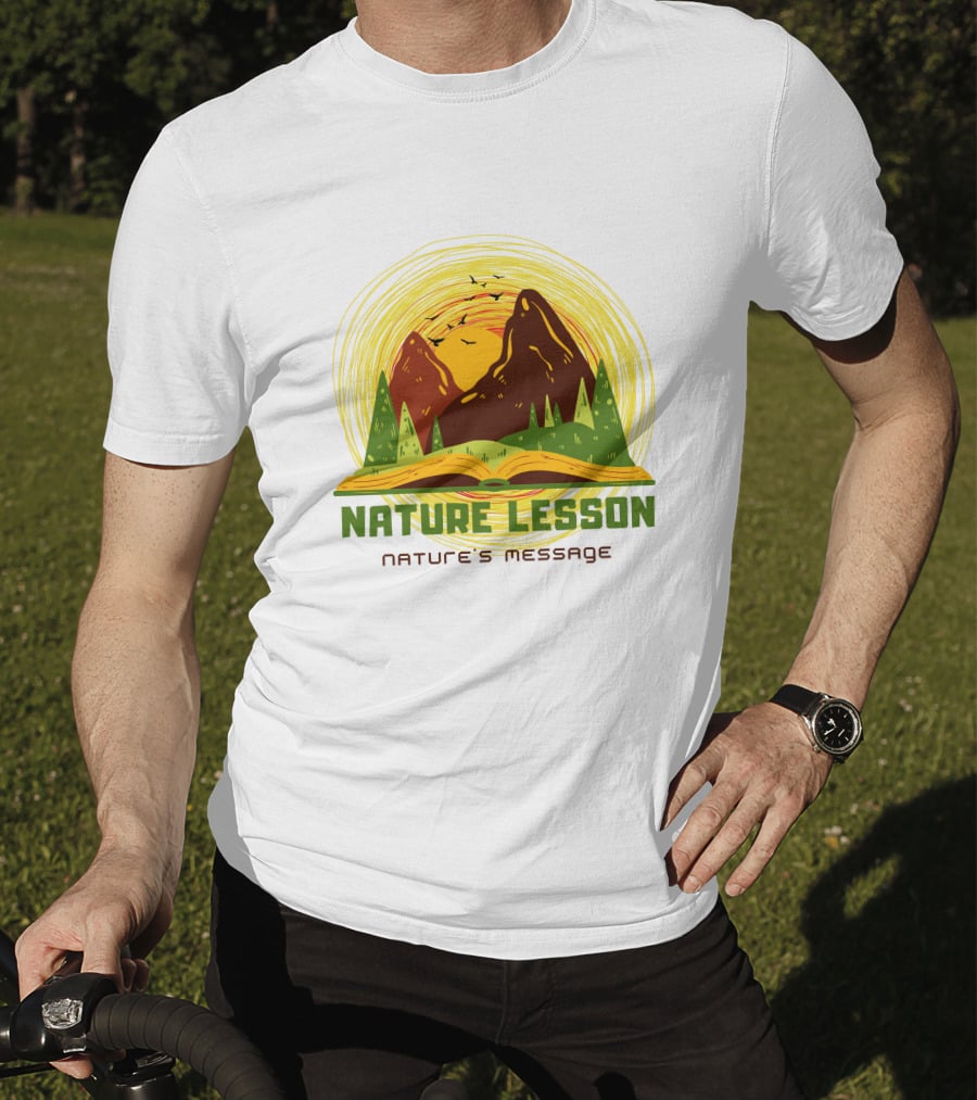 Nature Lesson Nature's Message Open Book With Mountains And Trees T-Shirt