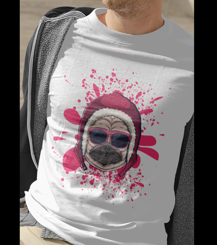 Pink Dog In Hood With Sunglasses T-Shirt