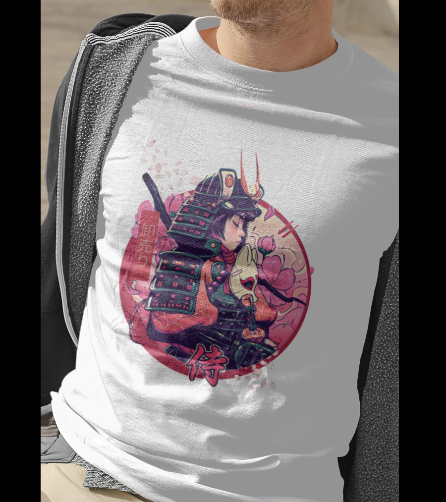 Samurai Girl Cherry Blossom Warrior Japan Kanji T-Shirt