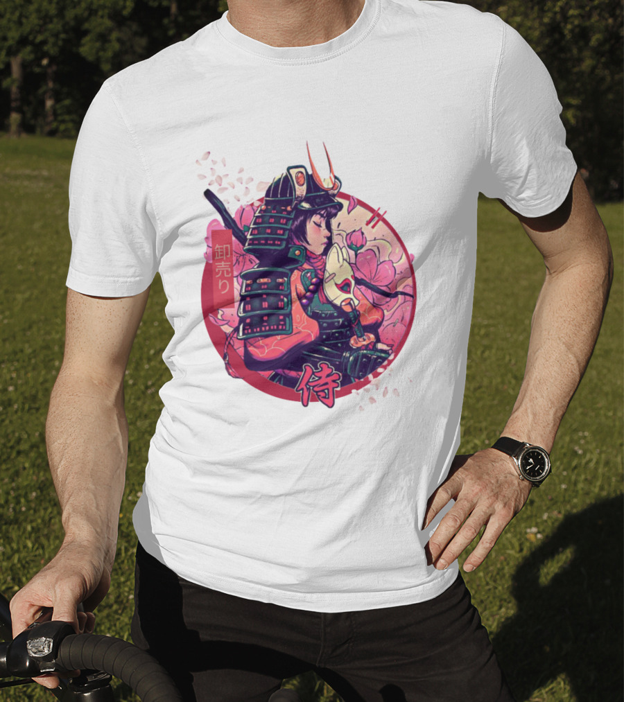 Samurai Girl Cherry Blossom Warrior Japan Kanji T-Shirt
