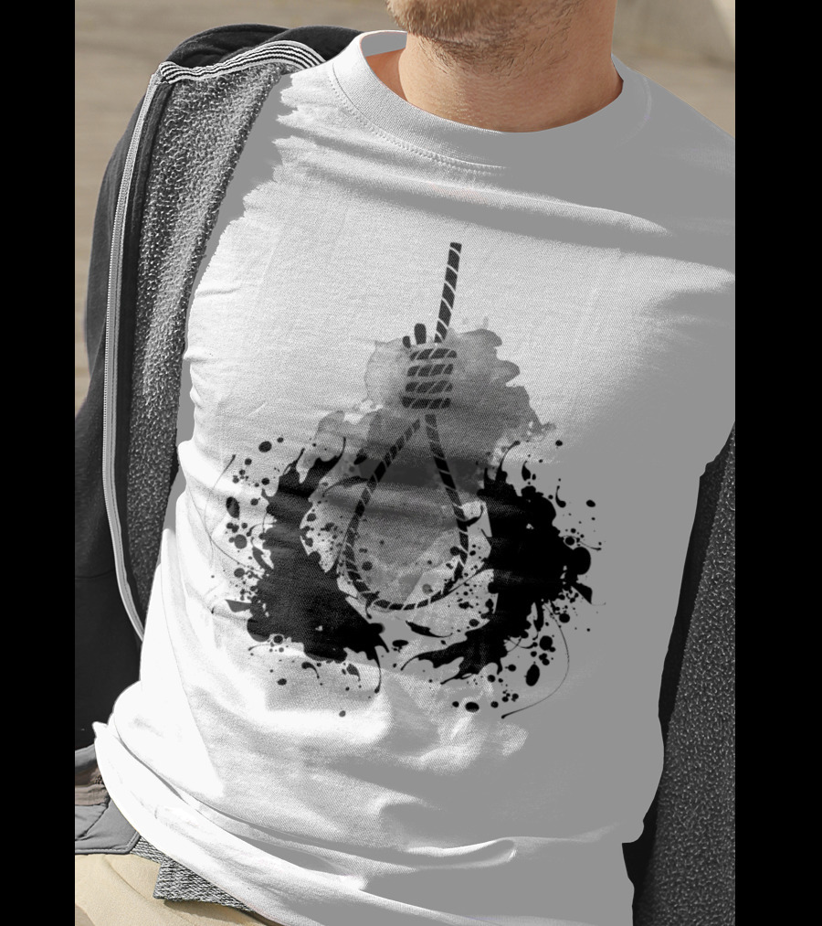 Rope Black And White Abstract Ink Splatter T-Shirt