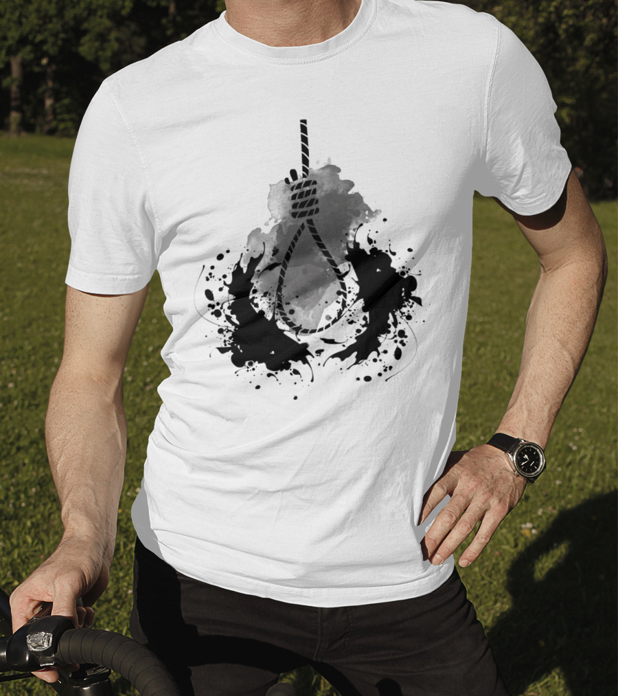 Rope Black And White Abstract Ink Splatter T-Shirt