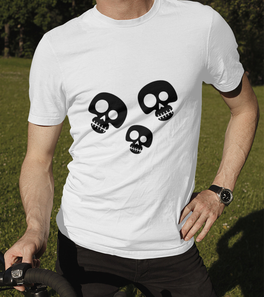 Skull Cute Trio Playful Black And White Skulls T-Shirt