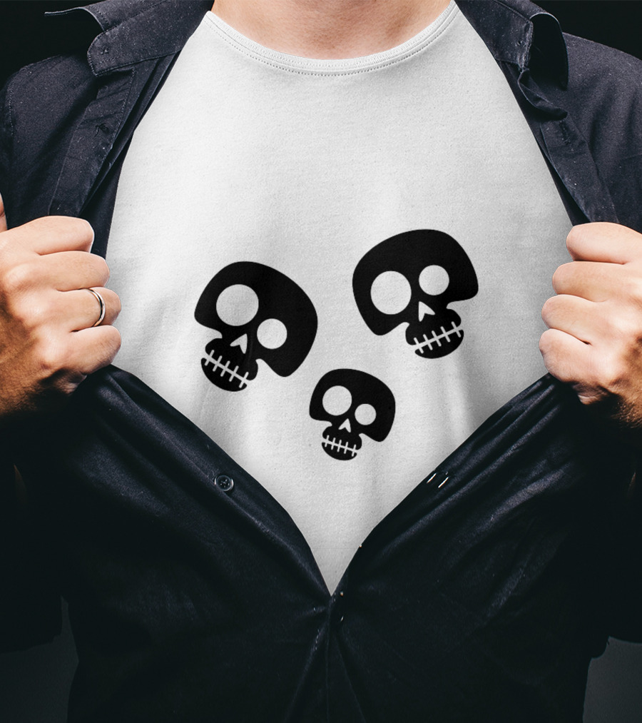 Skull Cute Trio Playful Black And White Skulls T-Shirt