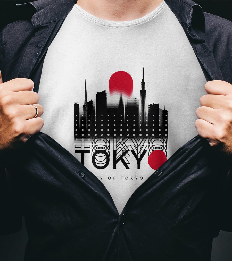 Tokyo Beauty Of Tokyo City Skyline Red Sun T-Shirt