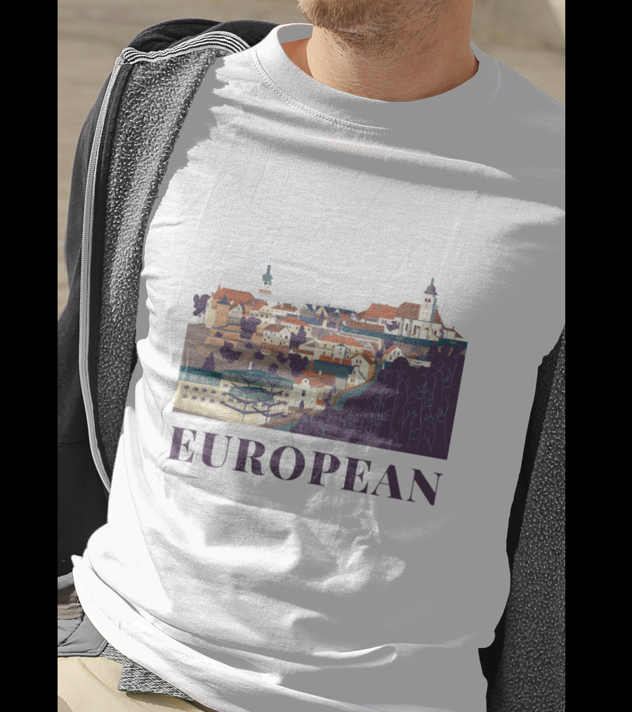 European Scenic Village Architecture Panorama T-Shirt