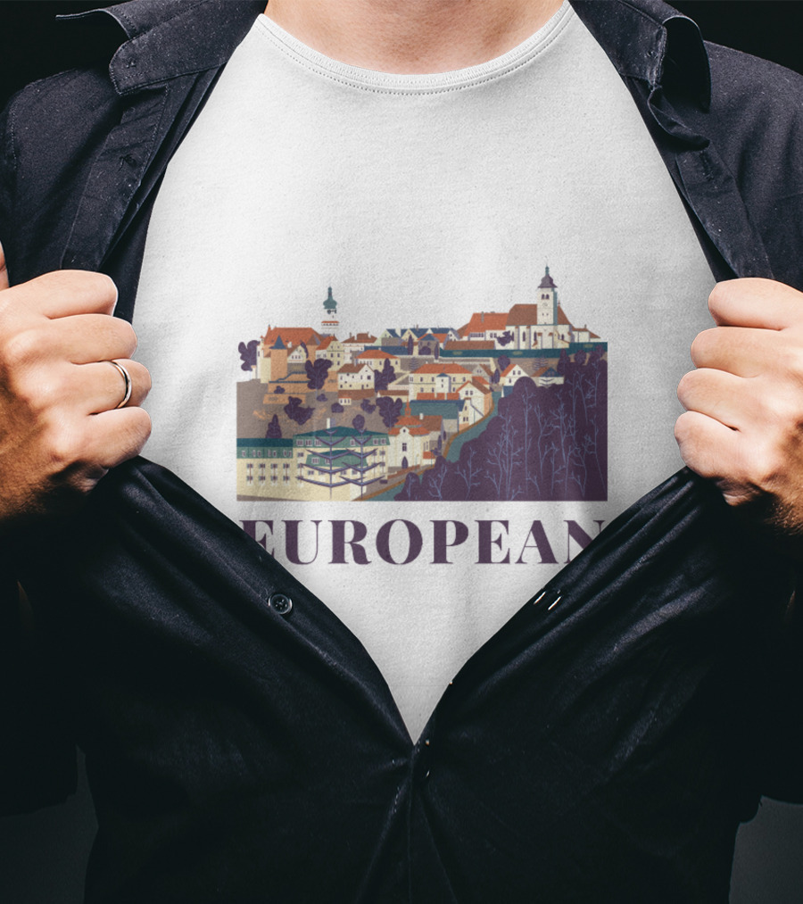 European Scenic Village Architecture Panorama T-Shirt