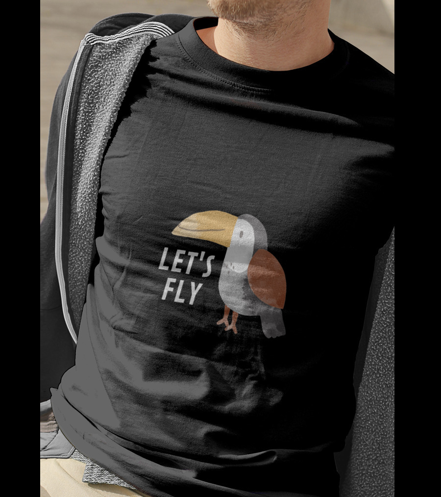 Let's Fly Toucan Bird Motif T-Shirt