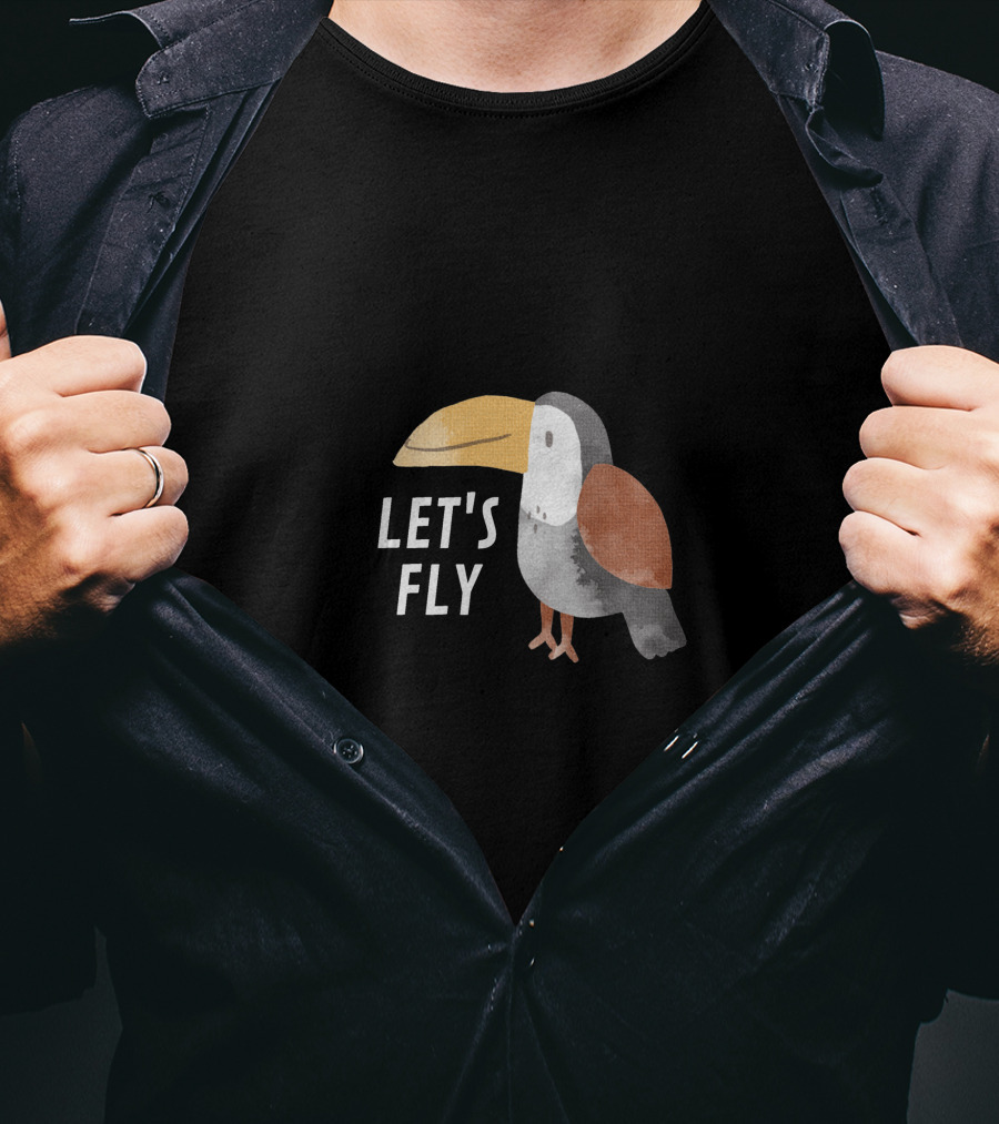 Let's Fly Toucan Bird Motif T-Shirt