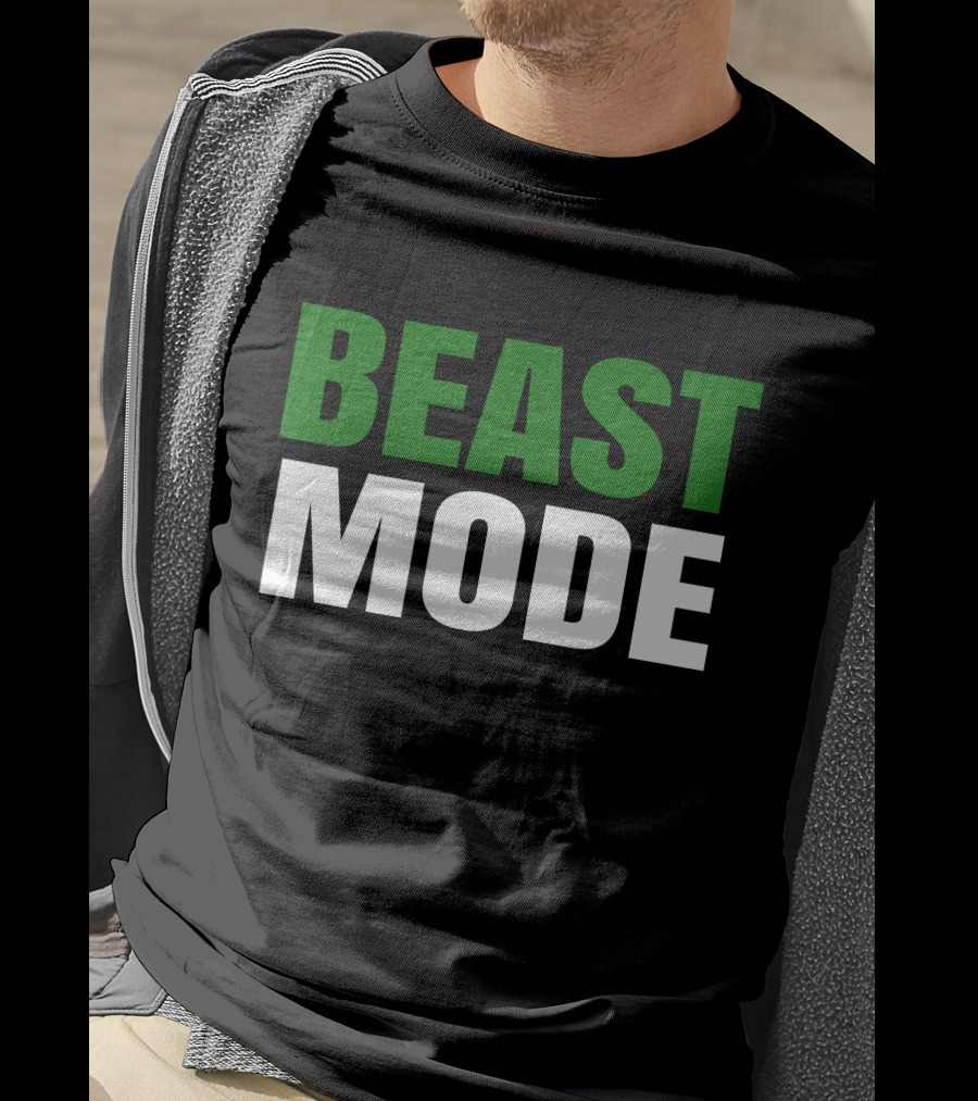 BEAST Mode Word Green Text Sports Motivation T-Shirt