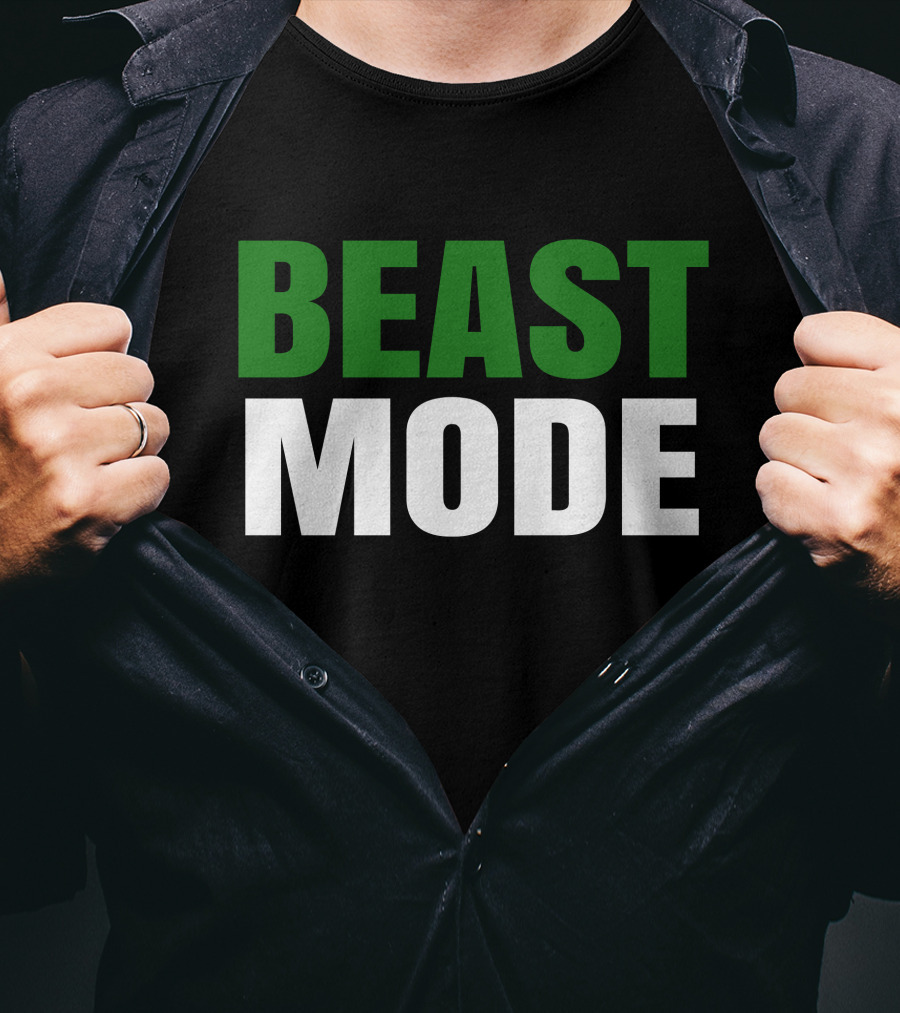 BEAST Mode Word Green Text Sports Motivation T-Shirt