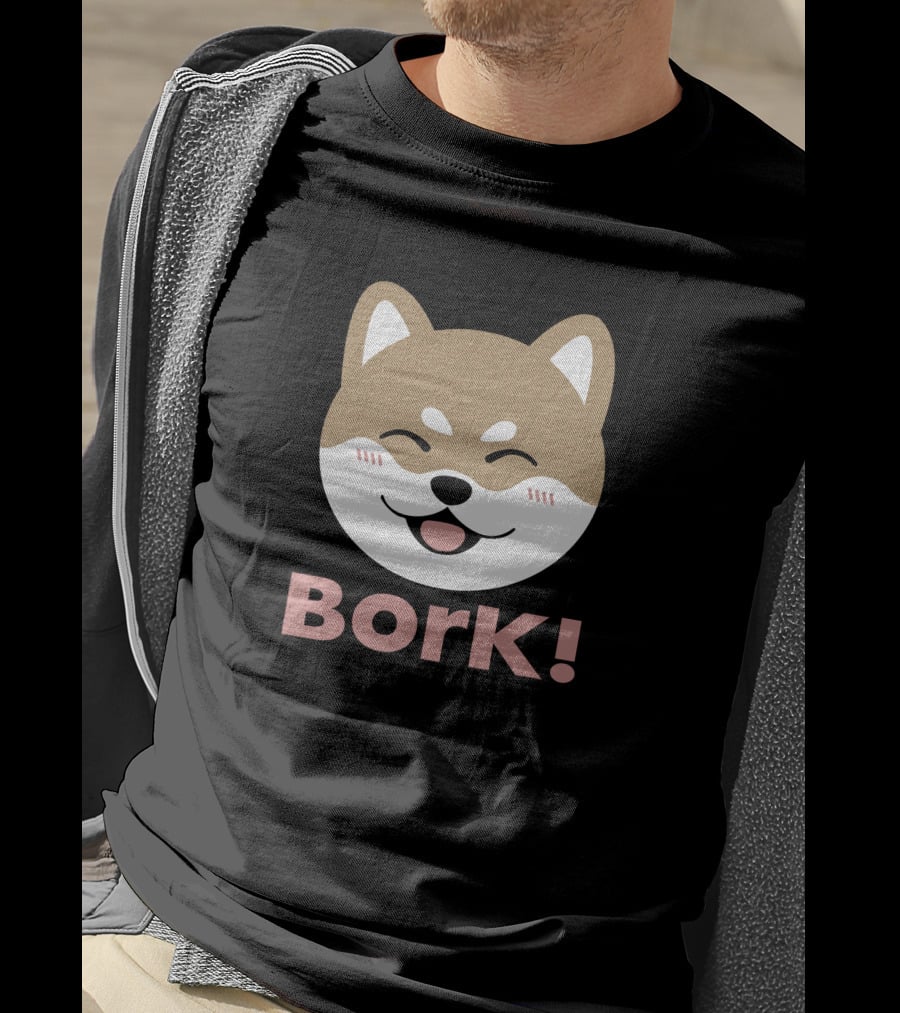 Bork Smiling Shiba Inu Dog Face T-Shirt