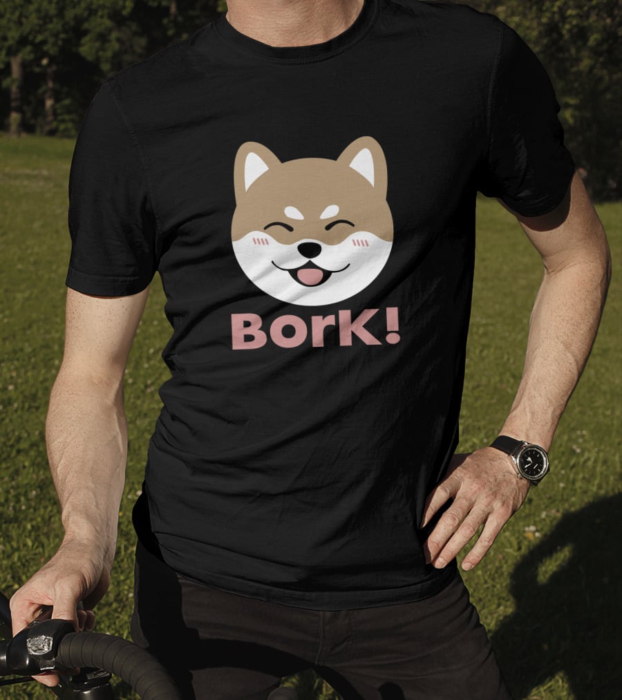 Bork Smiling Shiba Inu Dog Face T-Shirt