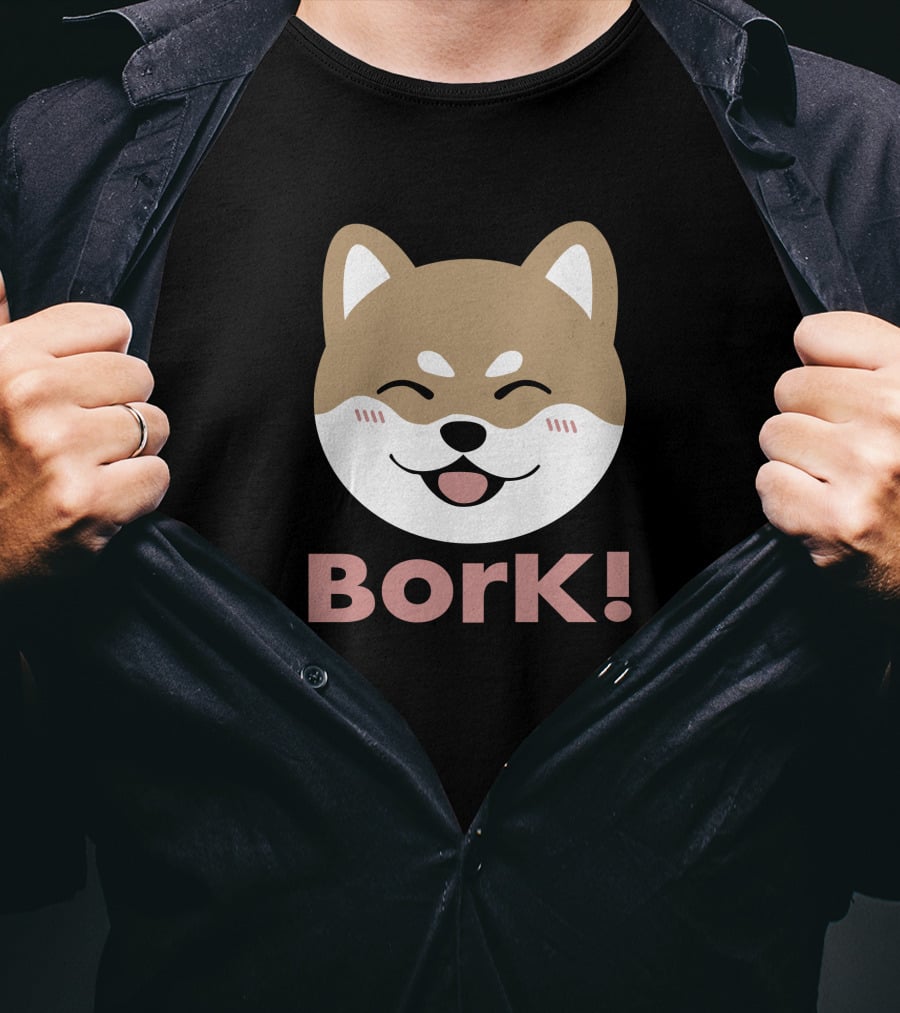 Bork Smiling Shiba Inu Dog Face T-Shirt