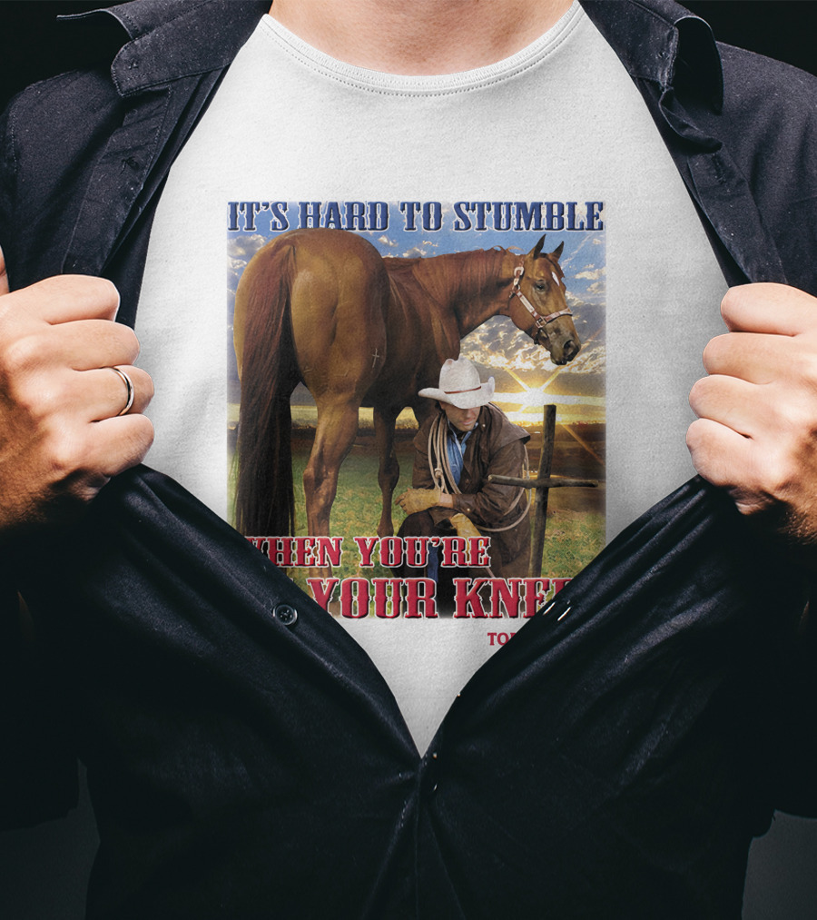 It's Hard To Stumble When You're On Your Knees Tombstone AZ T-Shirt
