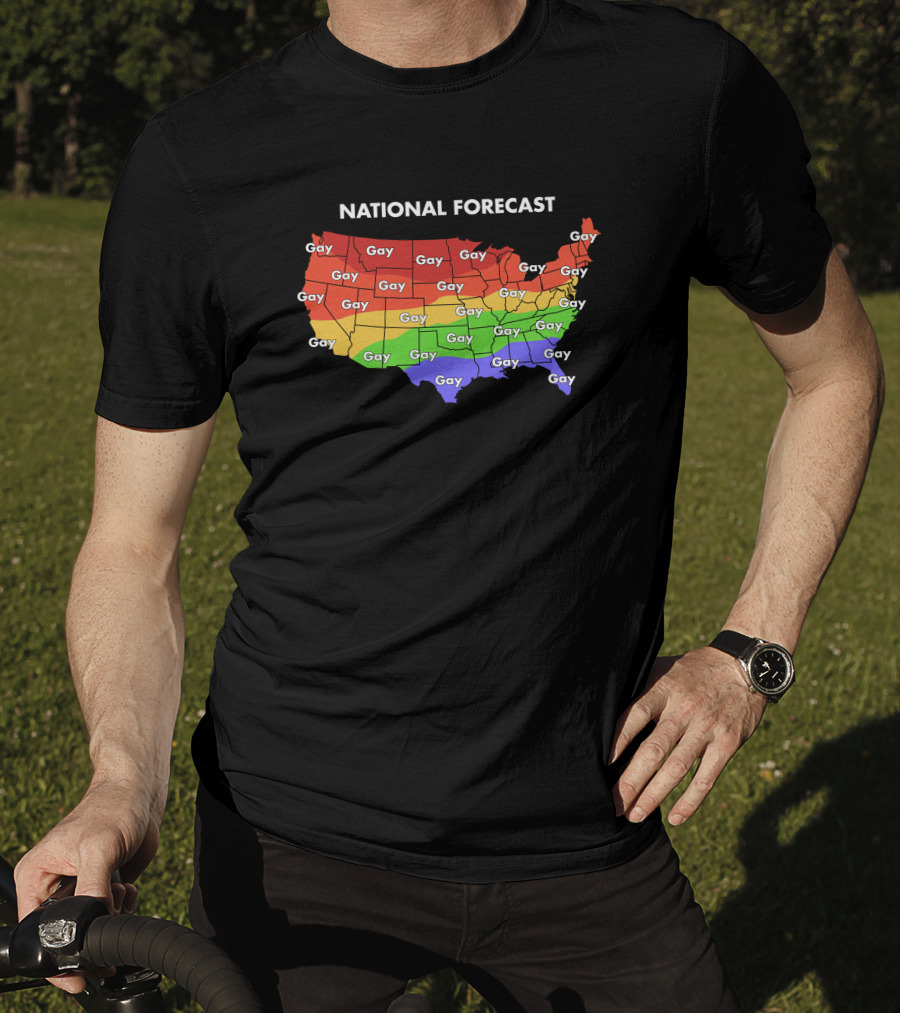 National Forecast Map Gay Gay Gay Rainbow Colors USA T-Shirt