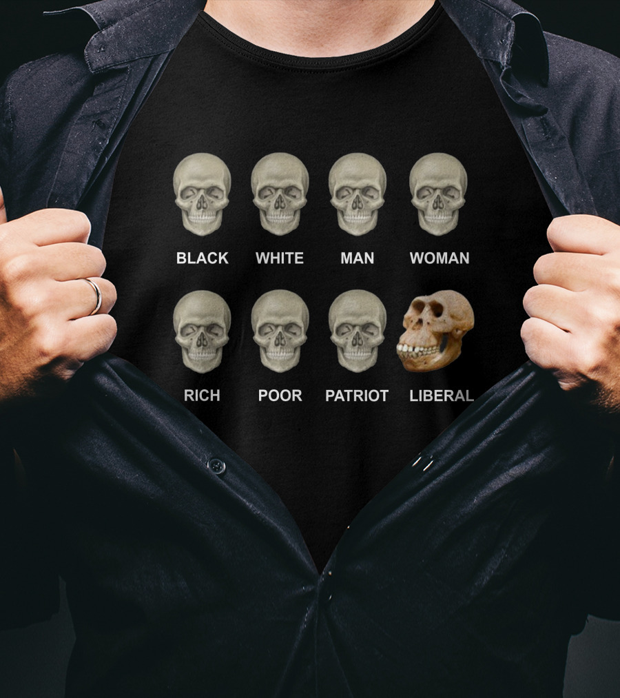 Black White Skull Evolution Man T-Shirt