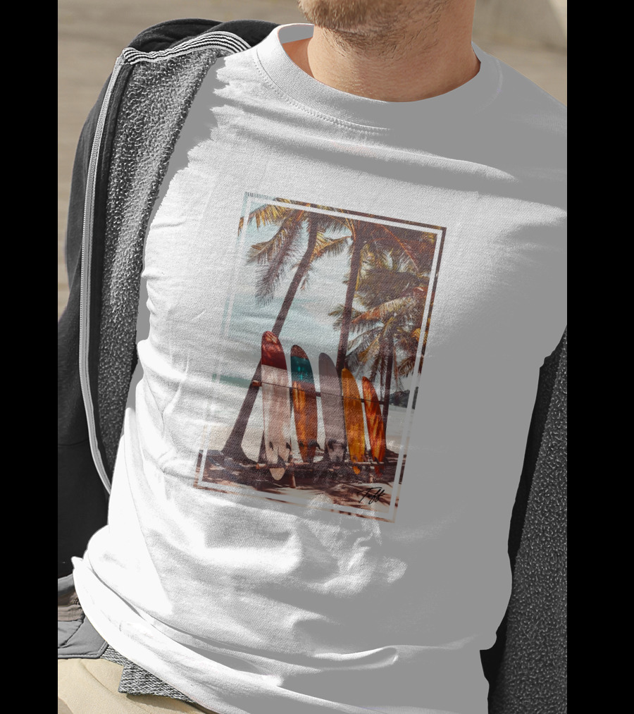 Tuff Surfboards Tropical Palm Beach Scene T-Shirt