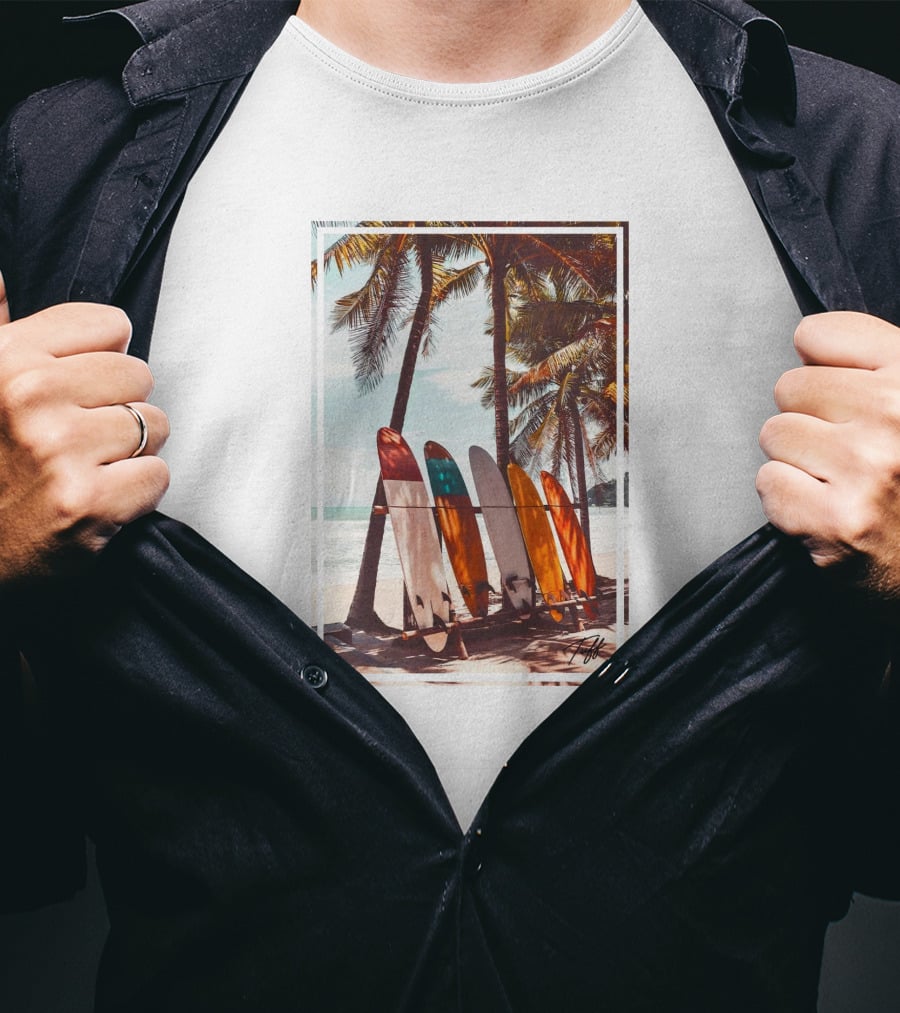 Tuff Surfboards Tropical Palm Beach Scene T-Shirt