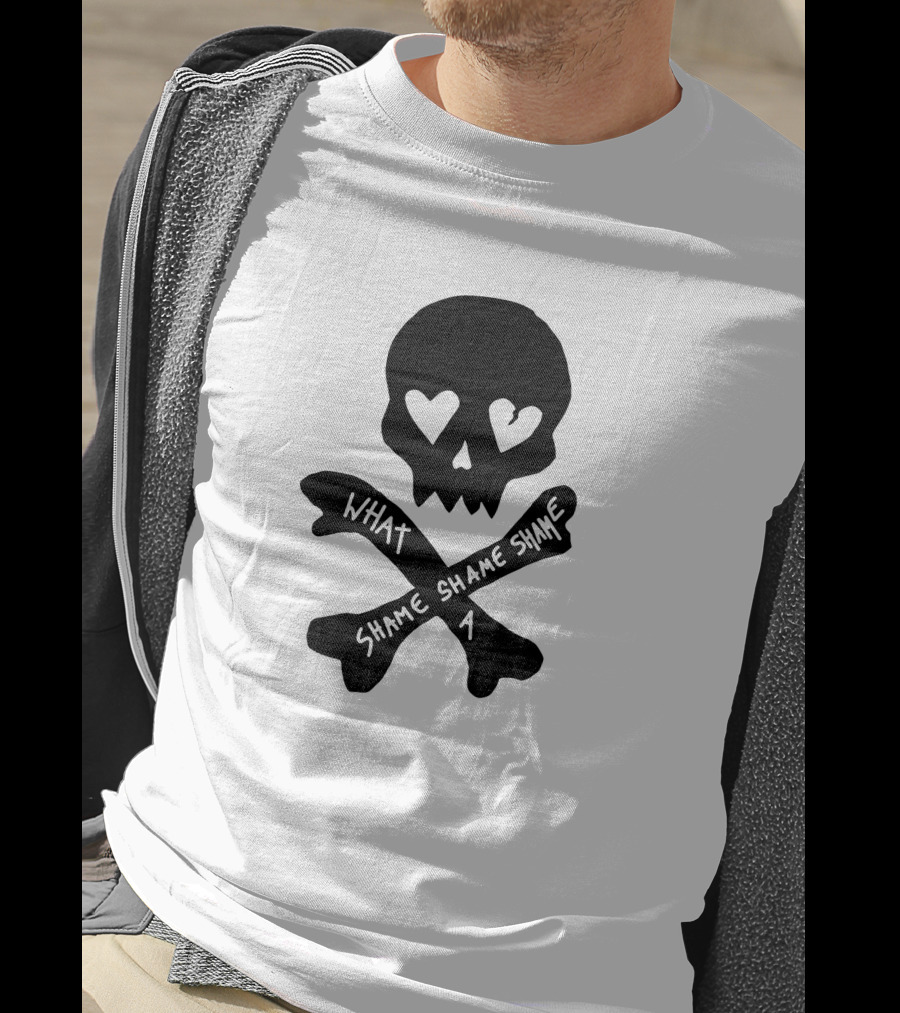 What A Shame Skull And Crossbones With Heart Eyes T-Shirt