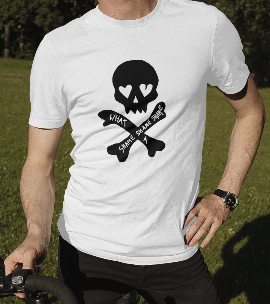 What A Shame Skull And Crossbones With Heart Eyes T-Shirt