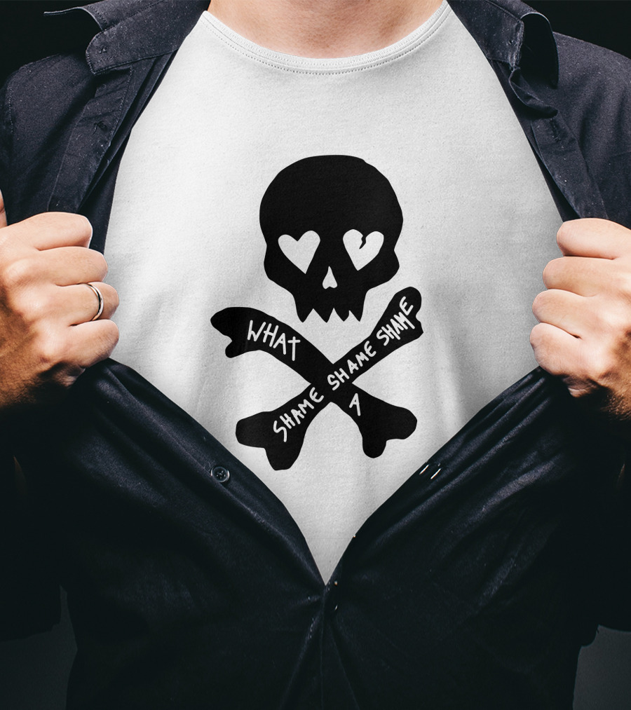 What A Shame Skull And Crossbones With Heart Eyes T-Shirt