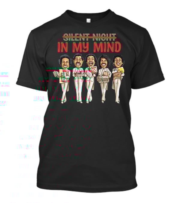 Silent Night Crossed Out In My Mind Christmas Four Singing Figures Holding Gifts T-Shirt